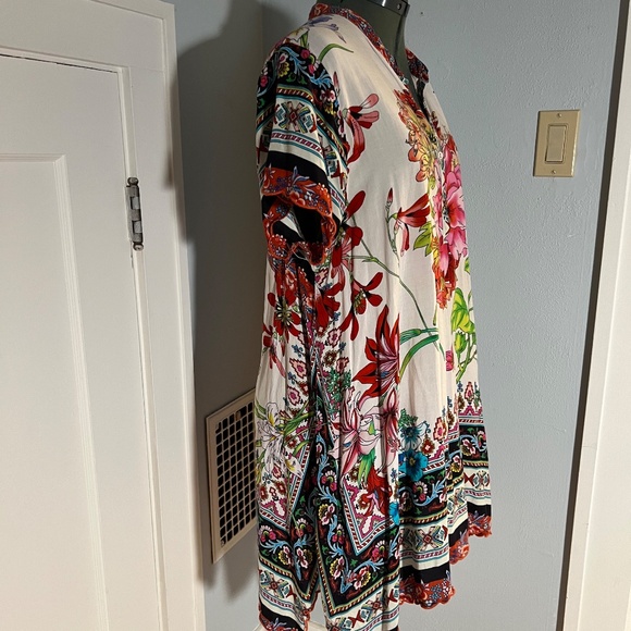 Johnny Was Large Hollywood Bold Boho Floral Cover-up A-line Tunic Mini - Picture 3 of 10
